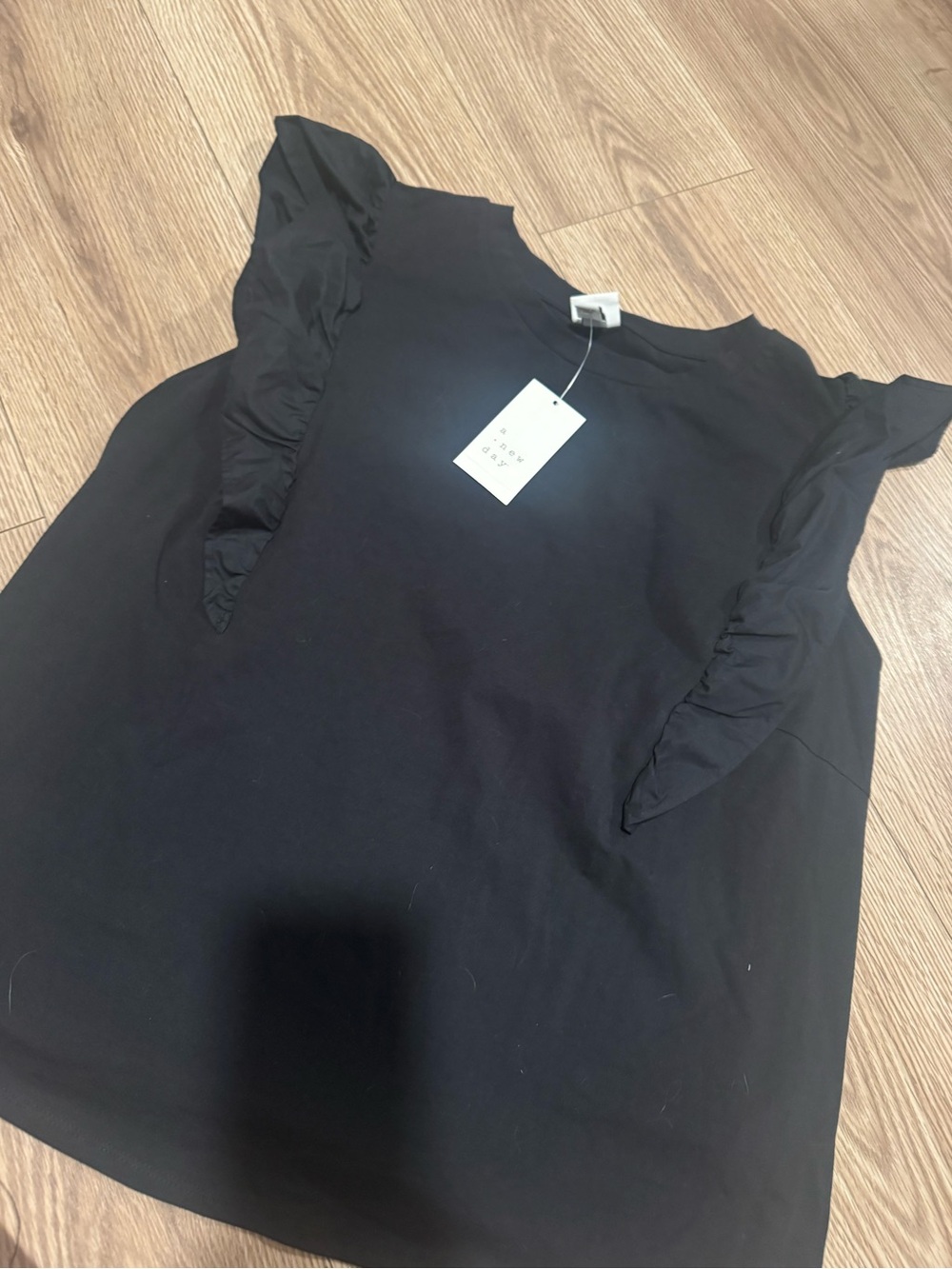 Women’s Black Ruffle Sleeve Top- A New Day